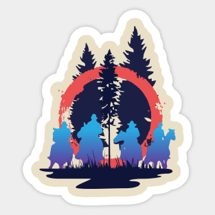 Cowboys Riding at night Design Sticker